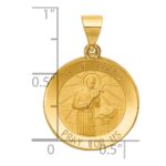 14k Polished and Satin Hollow Saint Gerard Medal Round Pendant - Image 3