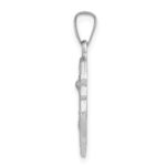 14k White Gold Polished and Satin Hollow Small St Michael Medal Badge Pendant - Image 2