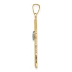 14K Two-tone Textured and Polished Latin Cross with Hearts Pendant - Image 2