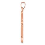 14K Rose Gold Brushed and Polished Fleur de Lis Cross Pendant - Image 2