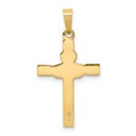 14k and White Rhodium Polished Claddagh Cross Pendant - Image 4