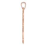 14K Rose Gold Polished Fleur De Lis Cross Pendant - Image 2