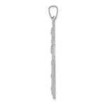 14k White Gold Polished and Satin with Dots Cross Pendant - Image 2