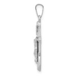 14k White Gold Polished INRI Crucifix Pendant - Image 2
