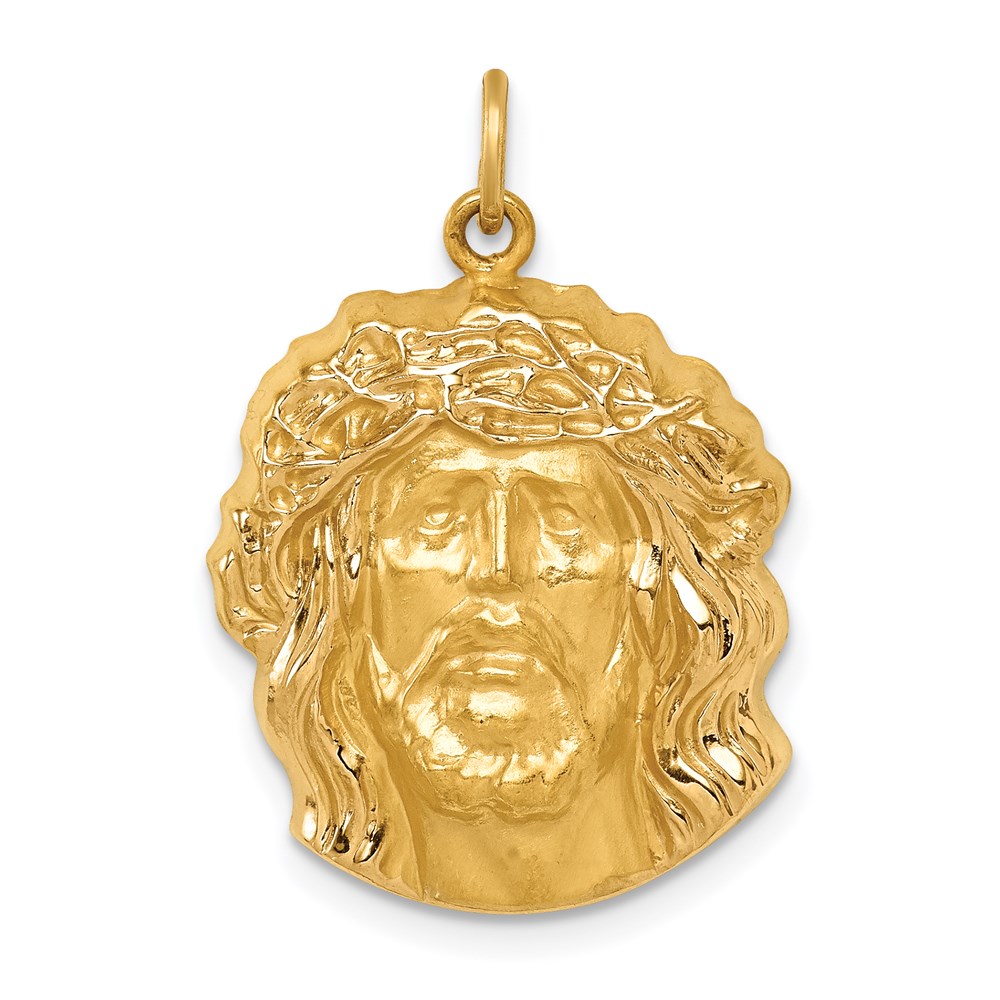 XR1735.jpg 14k Hollow Polished and Satin Medium Jesus Medal - Image 1