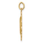 14k Polished and Satin Solid Miraculous Medal Scalloped Edge Oval Pendant - Image 2