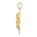 14k Polished and Satin Hollow Jesus Face Cross Pendant - Image 2