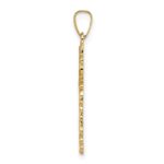 14k Polished and Textured Solid Floral Cross Pendant - Image 2