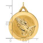 14k Polished and Satin Solid Reversible Praying Hands and Serenity Prayer Disc Pendant - Image 3