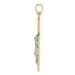 14k Two-tone Polished Solid INRI Crucifix Pendant - Image 2
