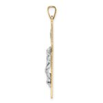 14k Two-tone Polished Solid INRI Crucifix Pendant - Image 2