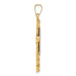 14k Two-Tone Textured and Polished Hollow Latin Cross Pendant - Image 2