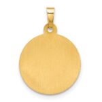 14K Polished and Satin Hollow Sacred Heart of Jesus Medal Round Pendant - Image 3