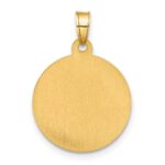 14K and White Rhodium Polished and Satin Hollow Our Lady of Mt. Carmel Medal Round Pendant - Image 3