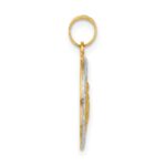 14K with White Rhodium Satin and Polished Hollow St. Anthony Medal Round Pendant - Image 2