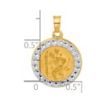 14K with White Rhodium Polished and Satin Hollow St. Christopher Medal Round Pendant - Image 4