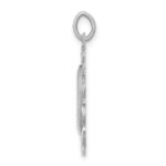 14k White Gold Polished and Satin Solid Miraculous Medal Scalloped Edge Oval Pendant - Image 2