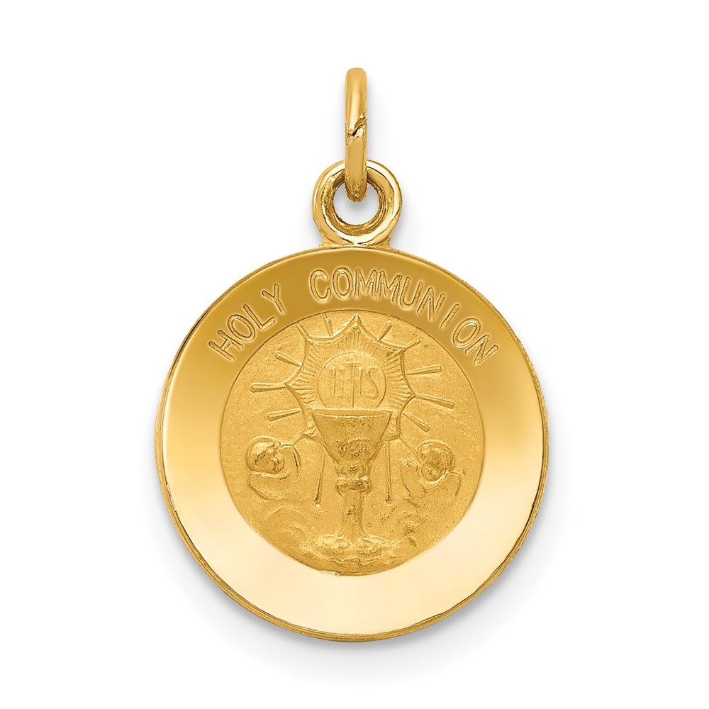 XR360.jpg 14k Polished and Satin Solid HOLY COMMUNION Round Charm - Image 1