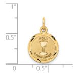 14k Polished and Satin Solid HOLY COMMUNION Diamond-cut Edge Round Disc Charm - Image 3
