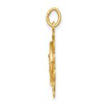 14k Polished and Satin Solid St. Michael Medal Scalloped Edge Round Pendant - Image 2