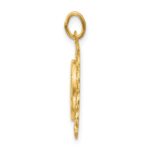 14k Polished and Satin Solid Saint Theresa Medal Scalloped Edge Round Charm - Image 2