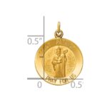14k Polished and Satin Solid Saint Patrick Medal Round Charm - Image 3