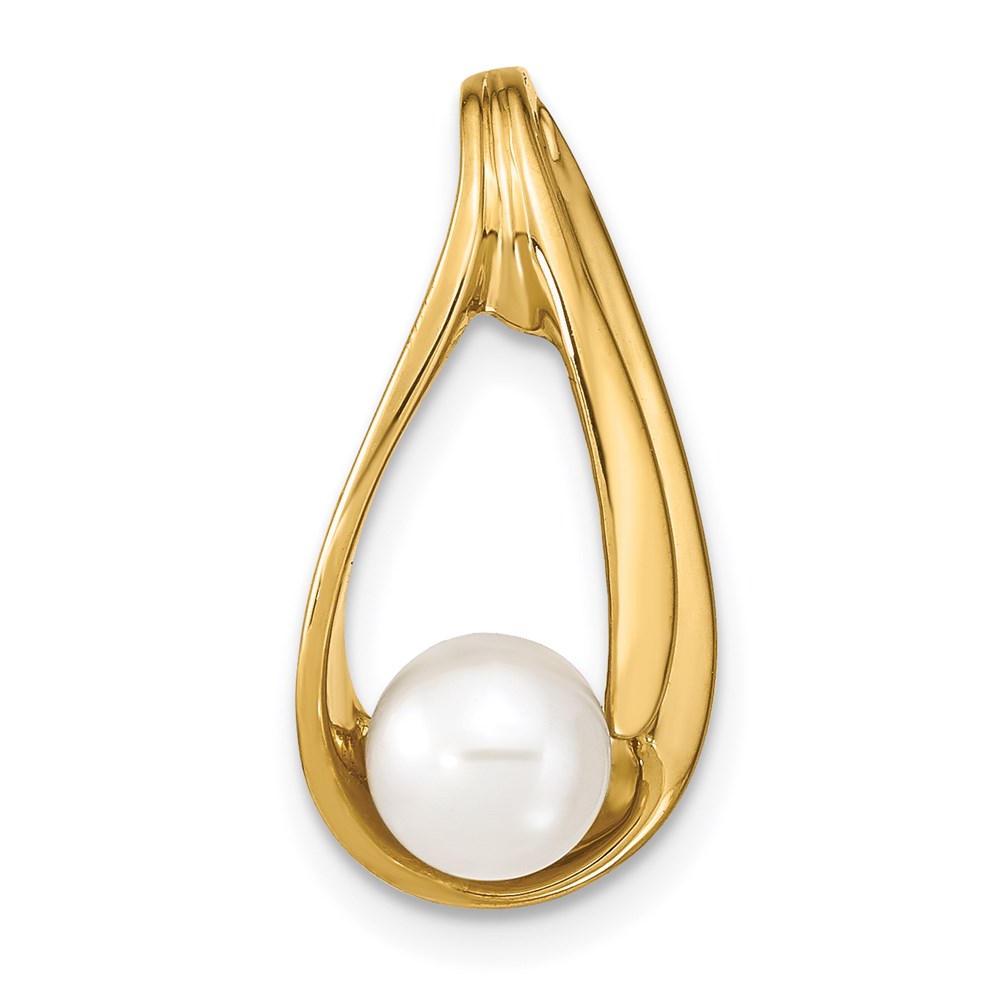 XS615PL.jpg 14k 6-7mm Near Round White Freshwater Cultured Pearl Slide Fits up to 6mm Regular/8mm Fancy or Reversible Omega - Image 1