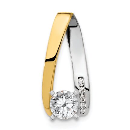 14k Two-tone Peg-Set AAA Diamond Semi-Mount Slide Fits up to 4mm Regular/6mm Fancy or Reversible Omega