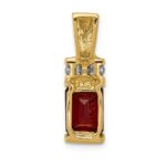 14k 8x6mm Emerald-cut Garnet and AA Diamond Slide Fits up to 2mm Regular/4mm Fancy or Reversible Omega - Image 3