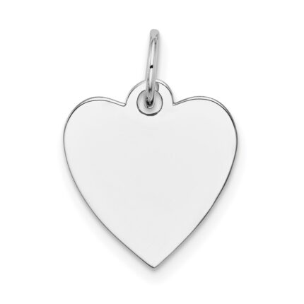 14k White Gold Plain .011 Gauge Engravable Heart 15x14mm Disc Charm