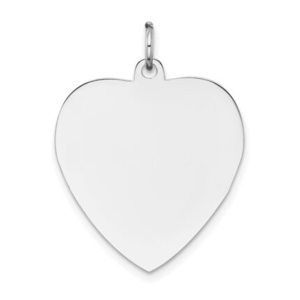 14k White Gold Plain .013 Gauge Engravable Heart 24x21mm Disc Charm