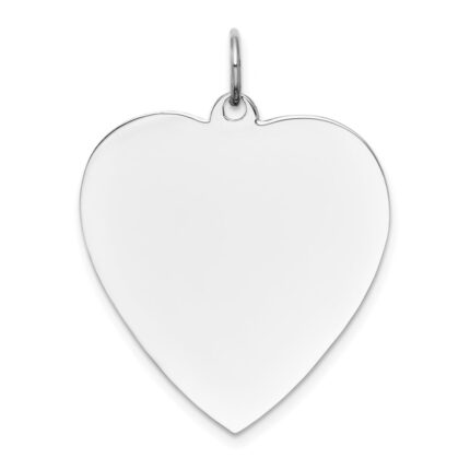 14k White Gold Plain .013 Gauge Engravable Heart 27x24mm Disc Charm