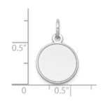 14k White Gold Plain with Grooved Edge .013 Gauge Round Engravable 13mm Disc Charm - Image 3