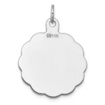 14k White Gold .013 Gauge Engravable Round Scalloped 26x24mm Disc Charm - Image 3