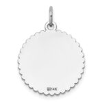 14k White Gold .027 Gauge Engravable Round Scalloped 18mm Disc Charm - Image 3
