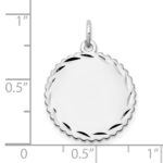 14k White Gold .011 Gauge Engravable Round Scalloped 18mm Disc Charm - Image 4