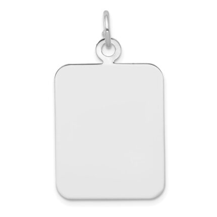 14k White Gold Plain .035 Gauge Rectangular Engravable 25x20.1mm Disc Charm