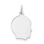 14k White Gold Plain Small.009 Depth Facing Right Engravable Boy Charm