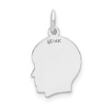 14k White Gold Plain Small.011 Depth Facing Right Engravable Boy Charm - Image 3