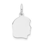 14k White Gold Plain Small.009 Depth Facing Right Engravable Girl Charm