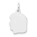 14k White Gold Plain Small.011 Depth Facing Left Engravable Girl Charm