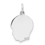 14k White Gold Plain Medium.027 Depth Facing Right Engravable Boy Charm - Image 3