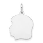 14k White Gold Plain Medium.027 Depth Facing Left Engravable Girl Charm