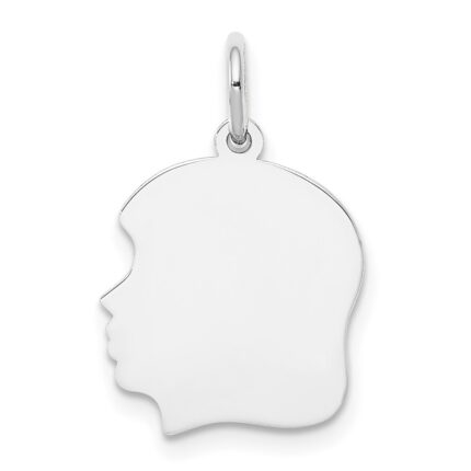 14k White Gold Plain Medium.035 Depth Facing Left Engravable Girl Charm