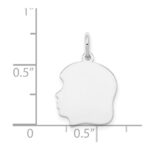 14k White Gold Plain Medium.027 Depth Facing Left Engravable Girl Charm - Image 3
