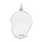 14k White Gold Plain Medium.009 Depth Facing Right Engravable Boy Charm - Image 3