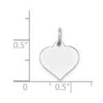 14K White Gold Plain .011 Gauge Engravable Heart 14x12mm Disc Charm - Image 3