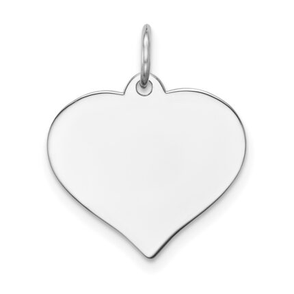 14K White Gold Plain .013 Gauge Engravable Heart 16x17mm Disc Charm