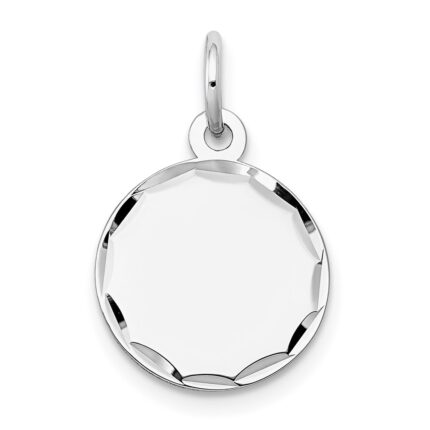 14k White Gold Etched Edge .027 Gauge Engraveable Round 13mm Disc Charm