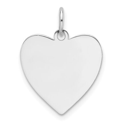 14k White Gold Plain .013 Gauge Engravable Heart 17.16.5mm Disc Charm